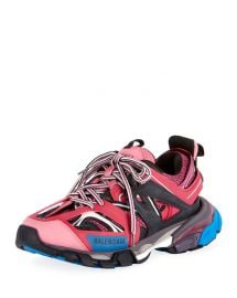 Balenciaga Mixed-Media Leather Track Sneakers at Neiman Marcus